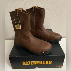 CAT Drawbar Steel Toe Caterpillar Boots Brown Men 7.5